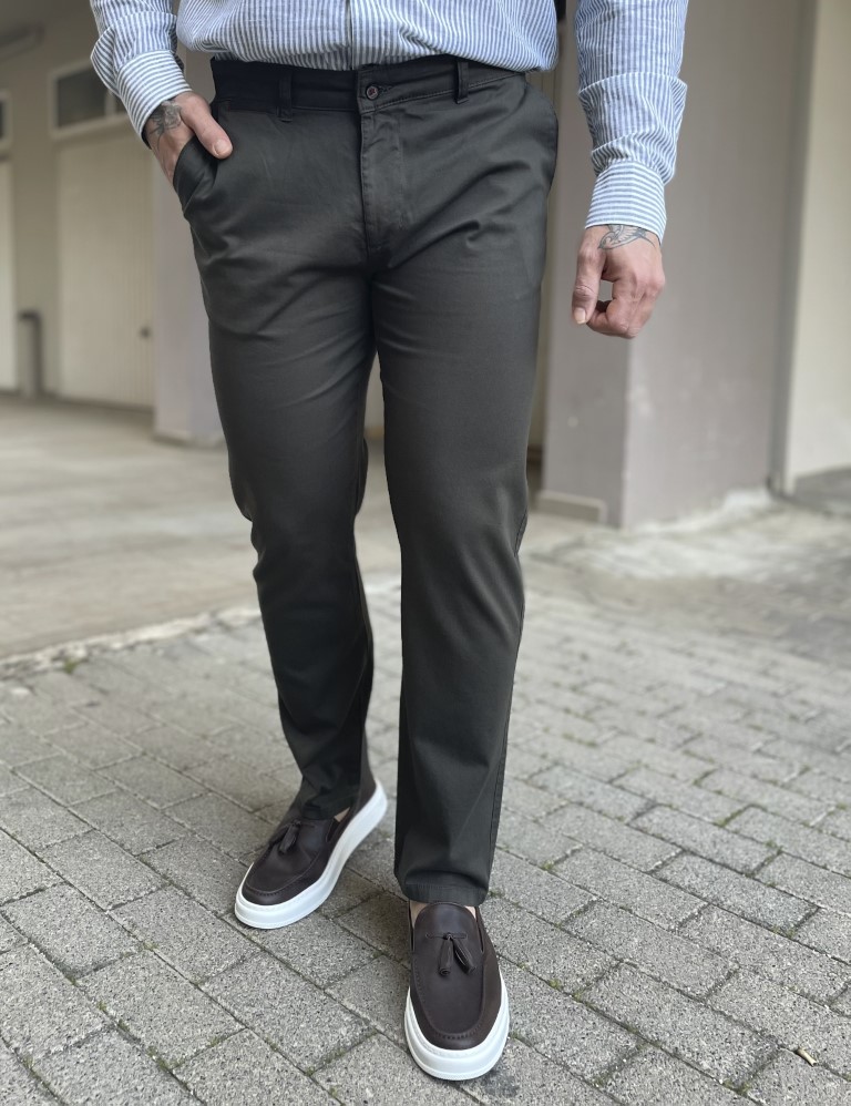Dynamo Dynamo ανδρικό χακί παντελόνι υφασμάτινο Chinos M1315L